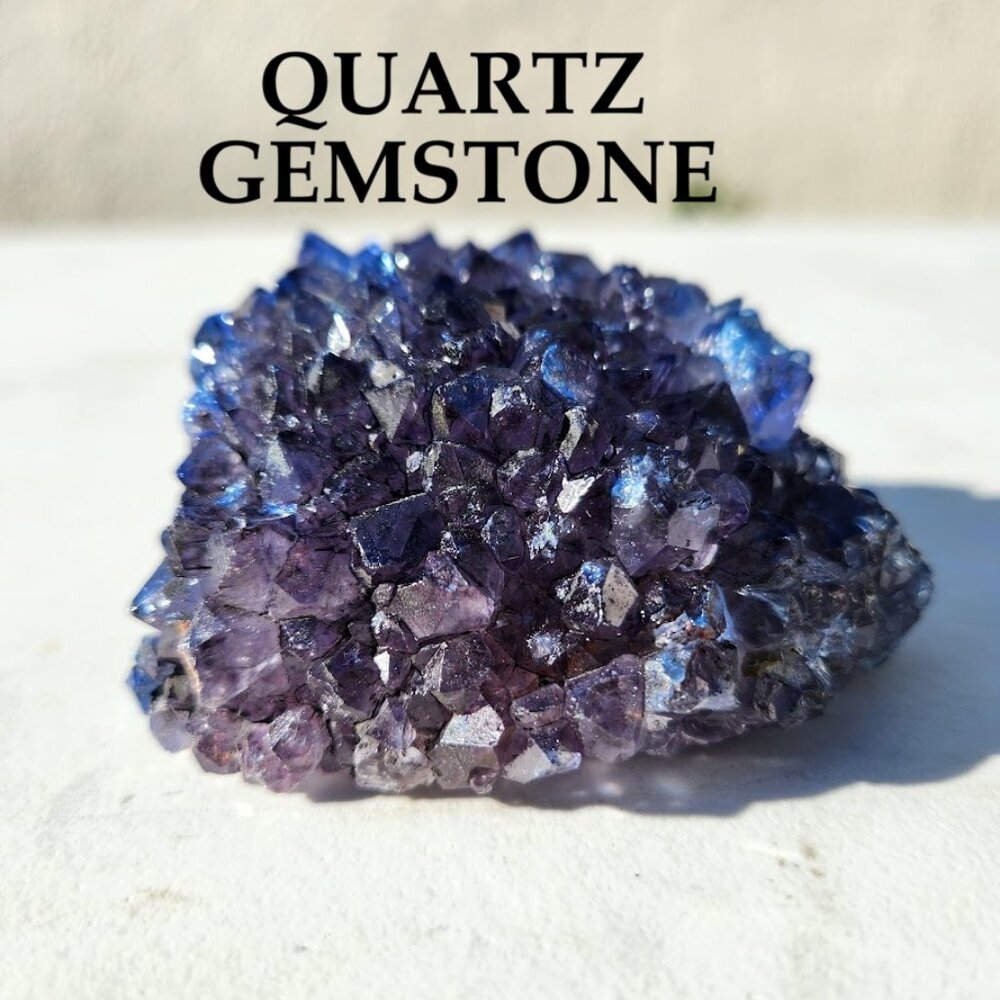 Crystal Quartz Gemstone Colored Blue Purple Dyed Decor Rocks and Fossils Natural